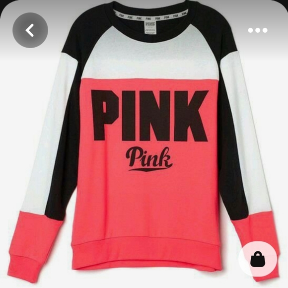PINK VS Colorblock Sweatshirt Pink, Blk & White - Picture 6 of 9